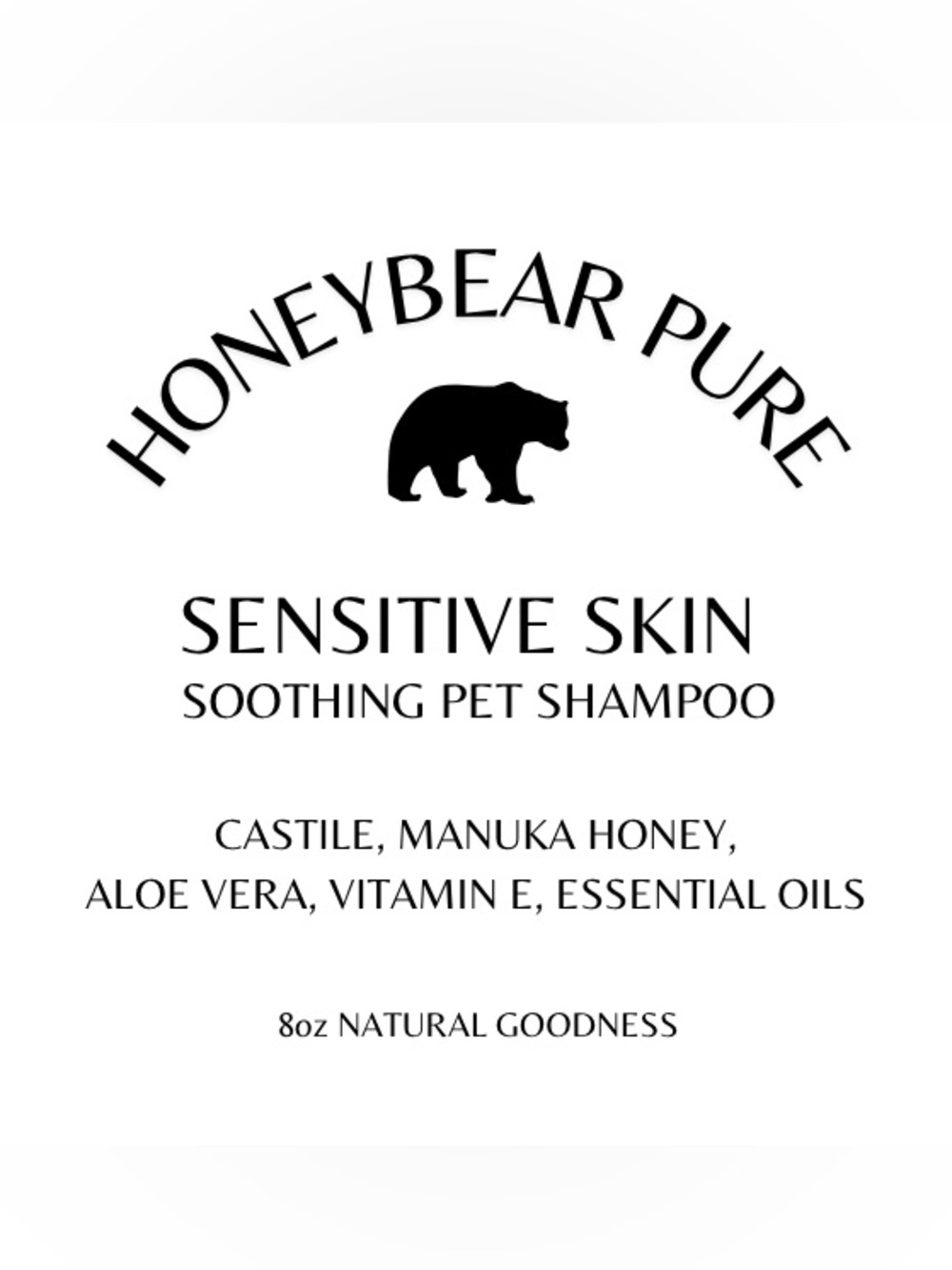 Sensitive Skin Soothing Pet Shampoo HoneyBear Pure Natural Dog & Cat Bath Wash